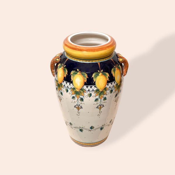 VASE WITH LEMONS AND BLUE LACEWORK, TWO SIZES